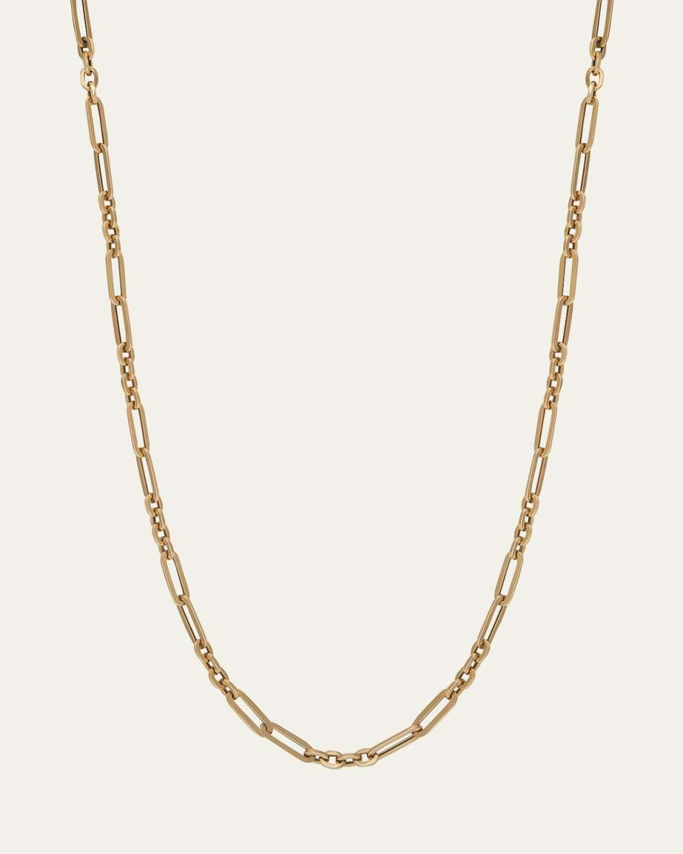 14K Yellow Gold Semi-Hollow Fancy Link Chain Necklace, 20"